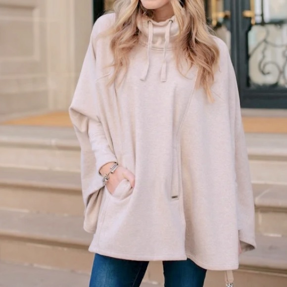 UGG Charlynne Pichot Double Knit Fleece Poncho Sweater In Oatmeal Heather - Picture 3 of 4